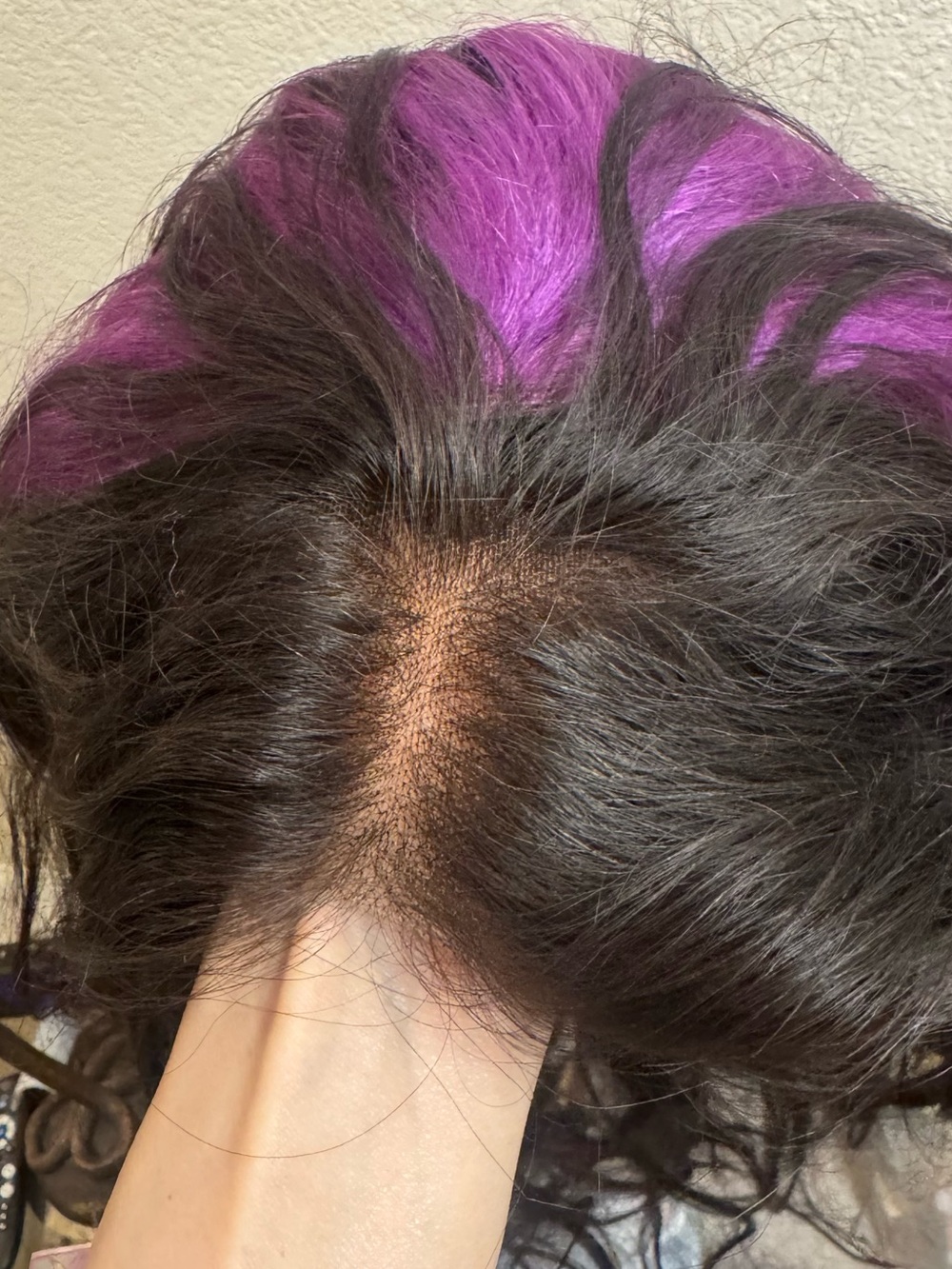 100% Human Hair Brown and Purple Wig